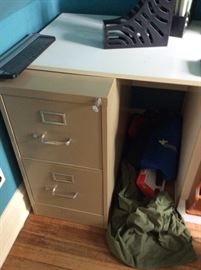 Two drawer metal file cabinet