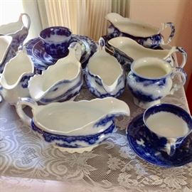 A small portion of the very large collection of 'Flow Blue'