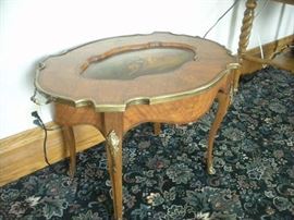 French Hand Painted and Brass Ormolu Table...see top in next photo.
