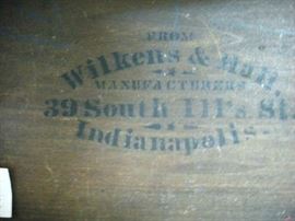 Inside the drawer of the Victorian Marble Top Foyer Table.