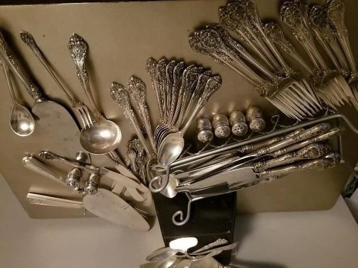 Beautiful set of sterling silver King Edward by Gorham plus misc sterling pieces 
