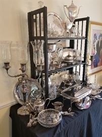 Great silver plate including pair of candelabras