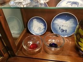 Kosta Boda bowls with B & G Christmas plates