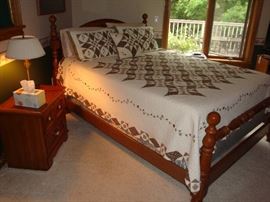 Queen Size Solid Wood Bed w/ Sealy Posturepedic Pillow Top Mattress Set~Night Stand~Bedding