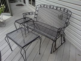 Wrought Iron Settee~Side Tables