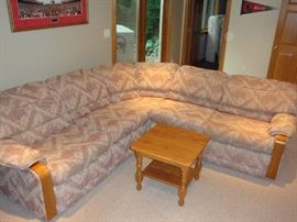 La-Z-Boy Sectional Upholstered Sofa~Solid Oak Table