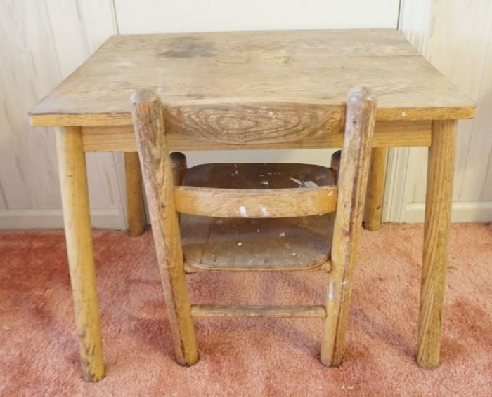 Vintage Child's Table and Chair