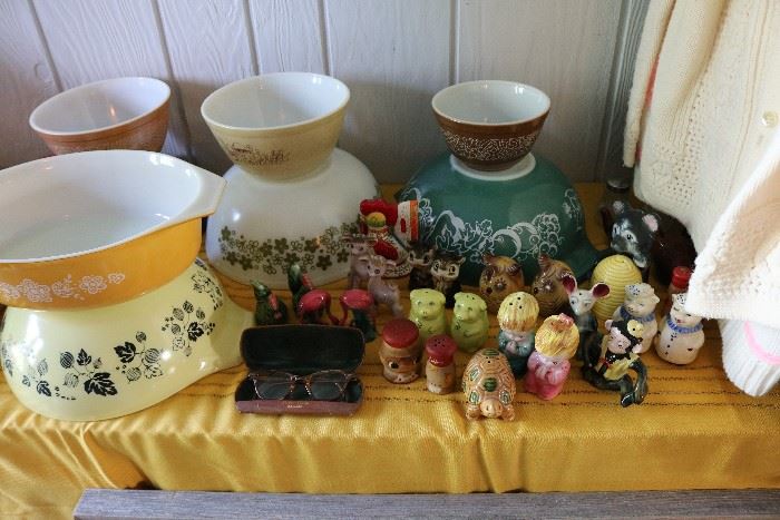 Pyrex and salt and pepper shakers
