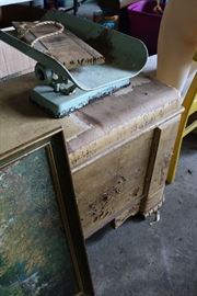 Vintage scale, old cedar chest