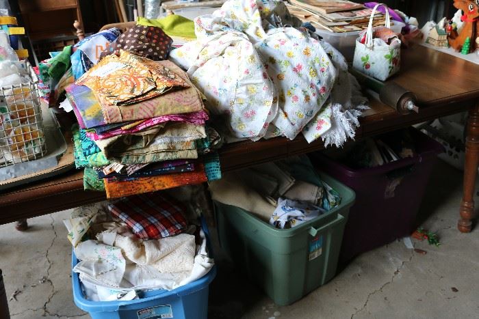 Lots of fabric and linens
