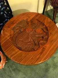 Side table African, carved wood of an elephant.