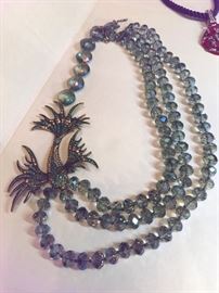 Heidi Daus Large glass beads fish necklace