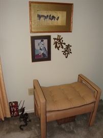 Upholstered Bench Seat~Asian Decor