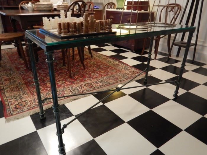 IRON & GLASS TOP CONSOLE