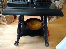 Painted Victorian ball and claw parlor table, solid surface top.