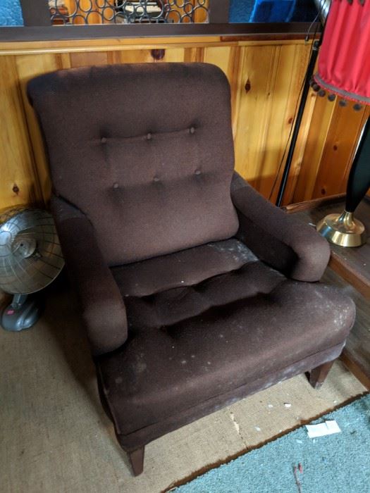 $50  Mid century brown chair (as is)