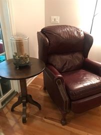 Side table with leather recliner