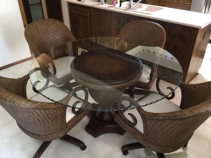 Glass Top Table with 4 Chairs