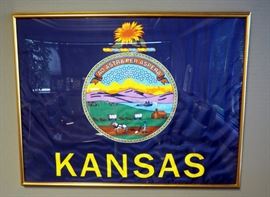 Framed Kansas State Flag, 33" x 43"