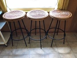 Amazing set of 3 Mid Century swivel bar stools