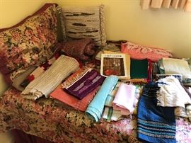 Linens, including hand made woven textiles