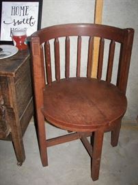 unique vintage chair with half round back 