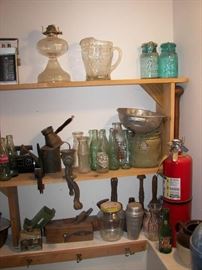 antique and vintage kitchenware and bottles