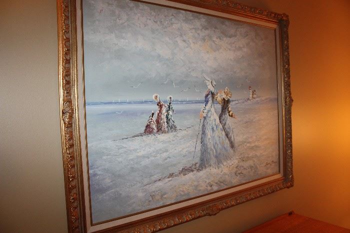 Amazing Renoir style antique painting Signed oil on canvas and in a wonderful frame.
