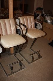 2 mid century stools. All chrome base with rare foot stands incorporated into the Z base.