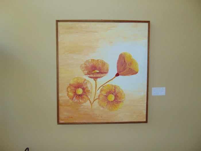 Original Oil by: John Van Der Linden Mid Century "Flowers" Excellent piece from a very well known & collectible Artist.