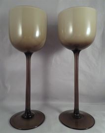 (2) Rare Long-Stemmed Cased Glass Goblets by Carlo Moretti (Italy)