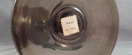 Original Label on (1) Carlo Moretti Smoke & White Cased Glass Goblets 
