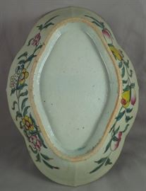 Beautiful Vintage Chinese Famille Rose Porcelain Bulb or Narcissus Bowl with Peach and Floral Decorations