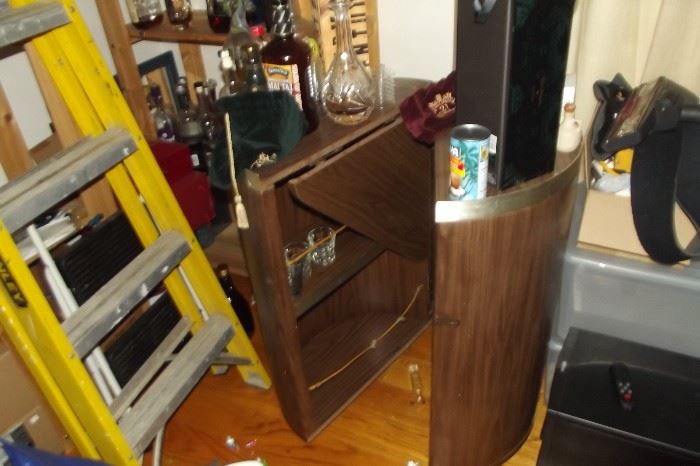 Portable bar and liquor cabinet.