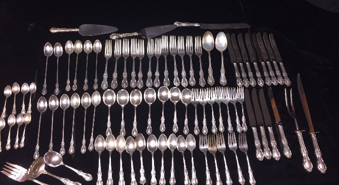 83 piece set of solid sterling flatware in the "Wild Rose"  International Silver pattern--no mono