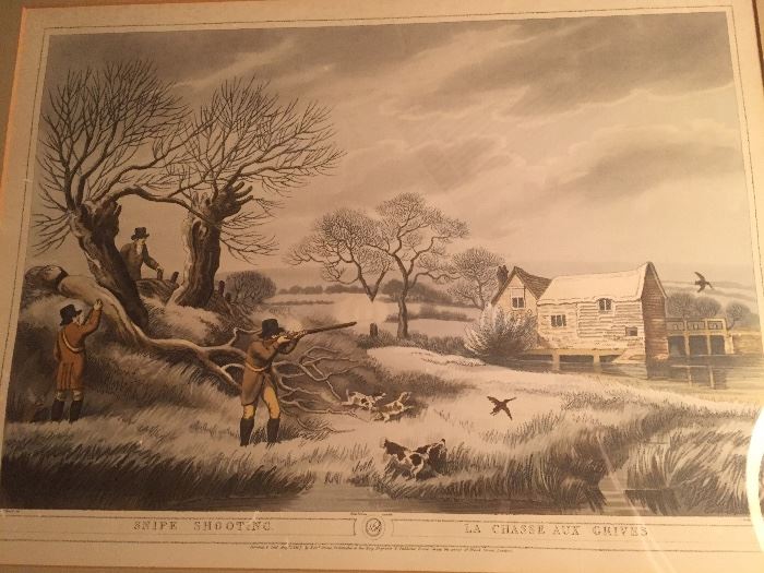 Pair of early English framed Hunting lithographs 