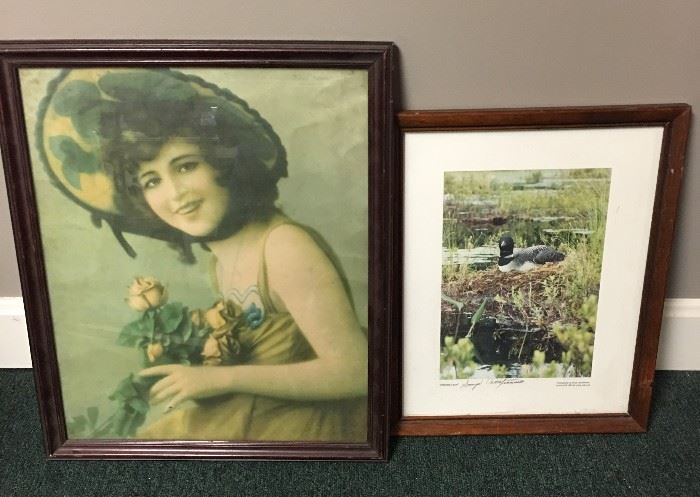  Framed Loon Photo & Vintage Picture       http://www.ctonlineauctions.com/detail.asp?id=746653