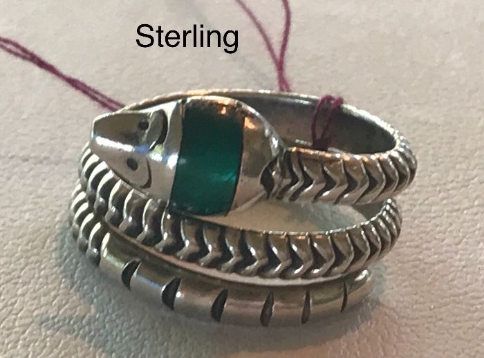 Sterling Silver Snake Figural Ring 