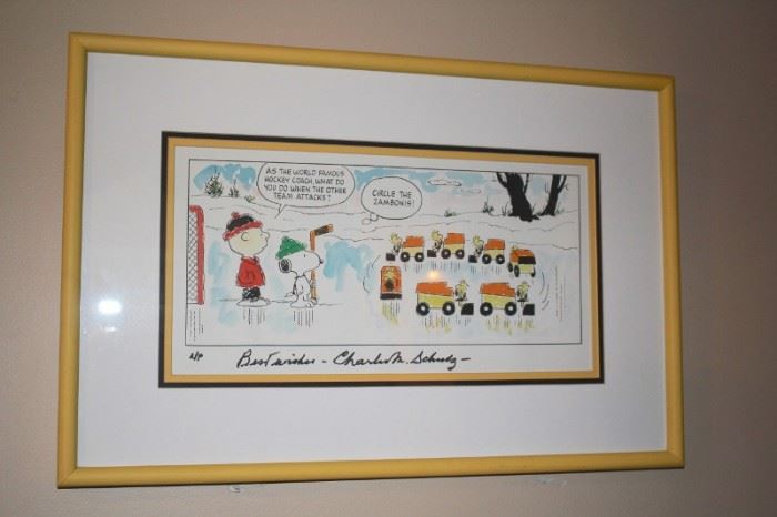 Signed Charles Shultz Charlie Brown & snoopy