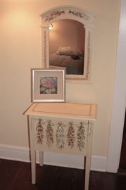 Stenciled Chest with Matching Mirror and Decorative 