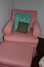 Easy Chair and Ottoman with Accent Pillows