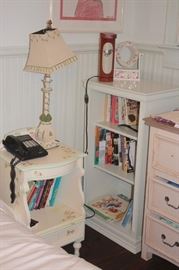 Night Stand, Shelves, Lamp, Books and Decorative