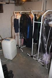 Assorted Clothing and Dehumidifier