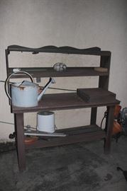 Garden Work Table and Watering Can