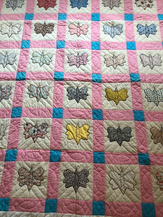 Butterfly -Depression era fabric, later quilting