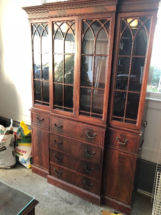 Gothic arch in doors of china cabinet