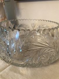 Very large cut glass bowl