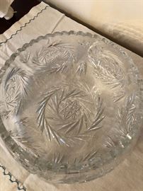 Top view of cut glass bowl