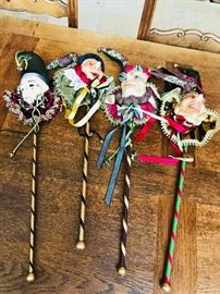 Katherine's collection. Jester heads on a long stick. Retired. $35 each.
