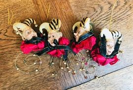 Katherine's Collection. Christmas ornaments. Jesters. Retired set. $20 each.